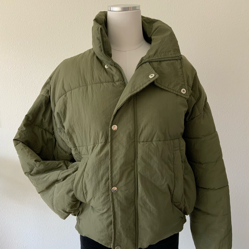 Free People Olive Green Puffer Jacket